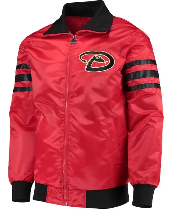 MLB Diamondbacks Red Zip Satin Bomber Jacket