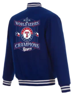 MLB Texas Rangers Blue Championship Bomber Jacket Back
