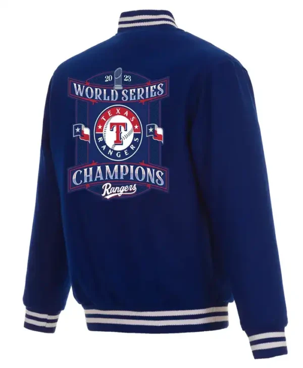 MLB Texas Rangers Blue Championship Bomber Jacket Back