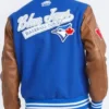 MLB Toronto Blue Jays Classic Blue And Brown Varsity Jacket Back