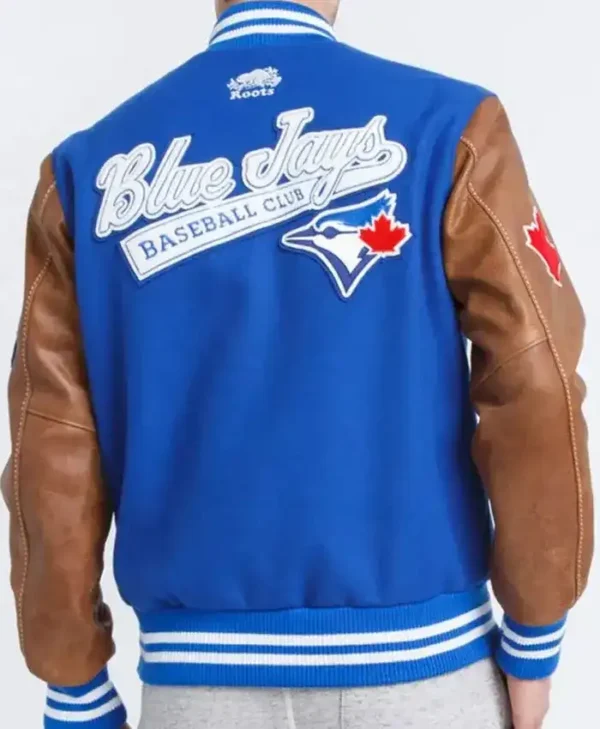 MLB Toronto Blue Jays Classic Blue And Brown Varsity Jacket Back