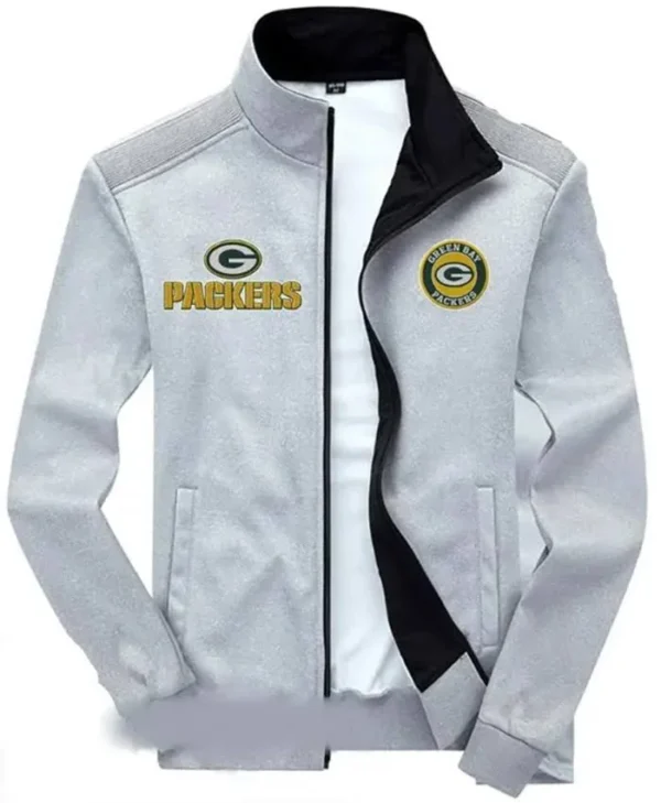 Mac Boyle Green Bay Packers Grey Zip Track Jacket