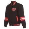 Maddox San Francisco 49ers Black Wool Varsity Jacket