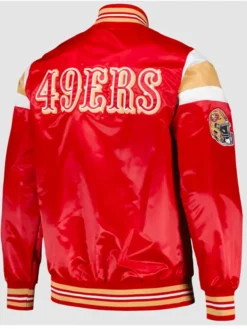 Malinda Satin San Francisco 49ers Red Satin Jacket Back
