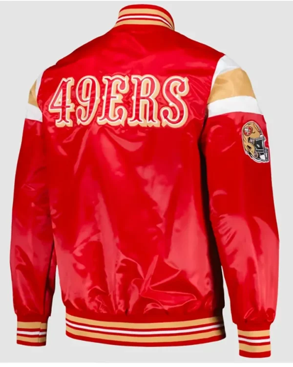 Malinda Satin San Francisco 49ers Red Satin Jacket Back