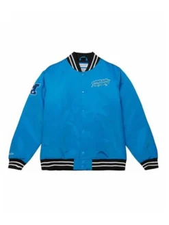 Marcelo Carolina Panthers Blue Satin Varsity Jacket