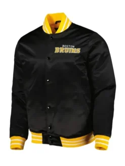 Marlon Boston Bruins Black Heavyweight Satin Varsity Jacket