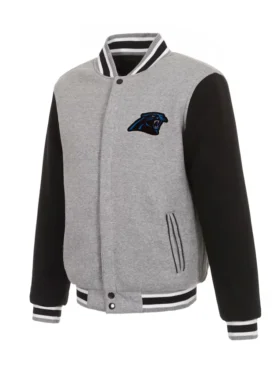Maury Carolina Panthers Grey and Black Varsity Jacket