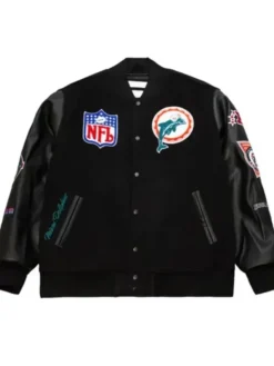 Miami Dolphins Black Out Vintage Varsity Jacket