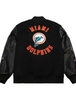 Miami Dolphins Black Out Vintage Varsity Jacket For Men