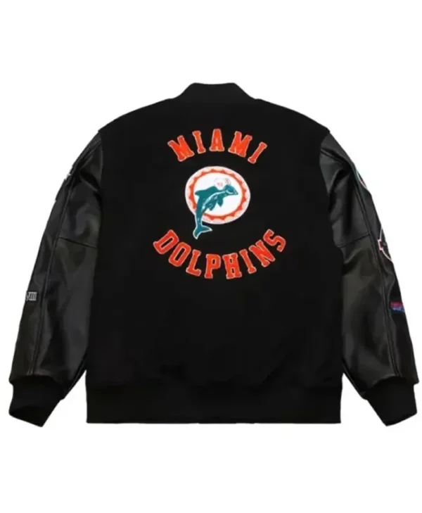 Miami Dolphins Black Out Vintage Varsity Jacket For Men