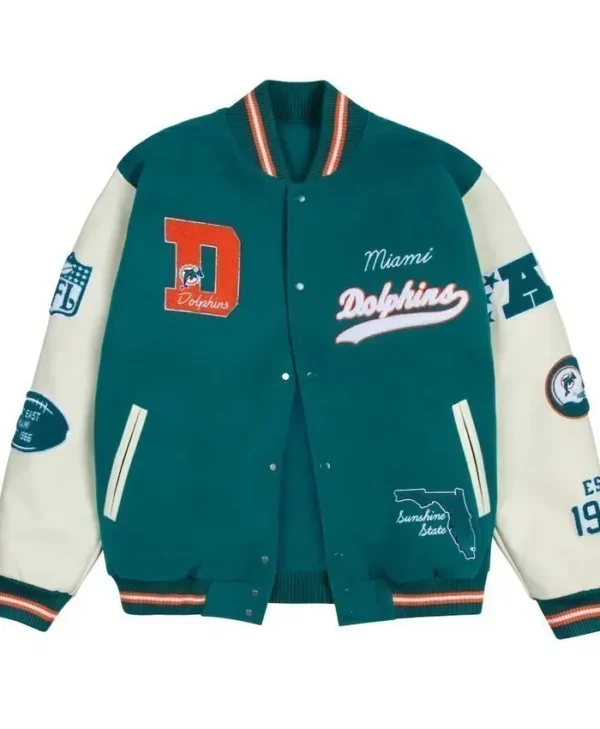 Miami Dolphins Sunshine State Aqua Wool Varsity Jacket