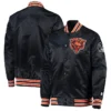 Mick Chicago Bears Starter Black Satin Varsity Jacket