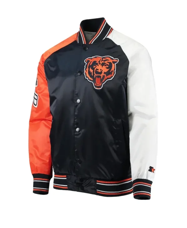 Mika Starter Chicago Bears Colorblock Satin Varsity Jacket