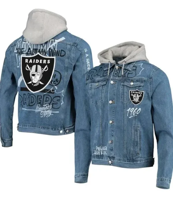Miles Roob Las Vegas Raiders Blue Denim Hooded Jacket