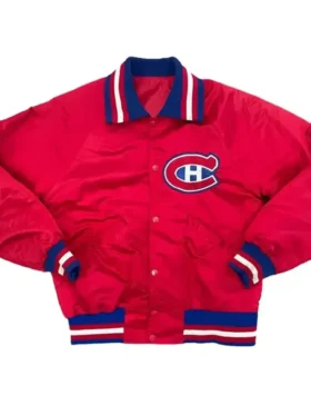Milford 90s Montreal Canadiens Red Satin Varsity Jacket