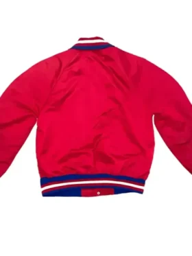 Milford 90s Montreal Canadiens Red Satin Varsity Jacket Back