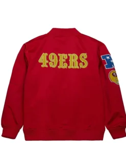 Milo Varsity San Francisco 49ers Red Satin Bomber Jacket Back