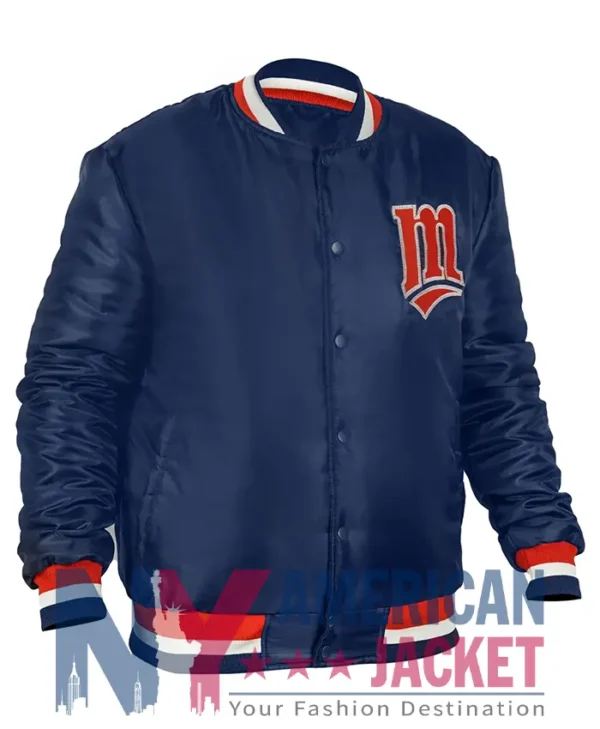 Minnesota Twins Diamond 1980s Navy Varsity Satin Jacket