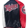Minnesota Twins Raglan Navy and Red Varsity Jacket Back