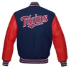 Minnesota Twins Red And Blue Wool Varsity Jacket Back