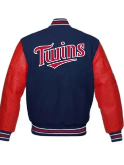 Minnesota Twins Red And Blue Wool Varsity Jacket Back