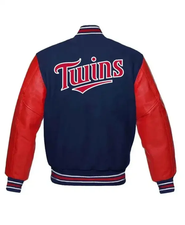 Minnesota Twins Red And Blue Wool Varsity Jacket Back