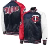 Minnesota Twins Starter Navy And Red Varsity Satin Jacket