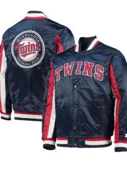 Minnesota Twins Starter Navy Full Snap Satin Jacket