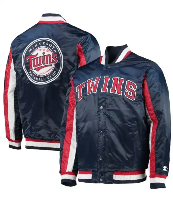 Minnesota Twins Starter Navy Full-Snap Satin Jacket