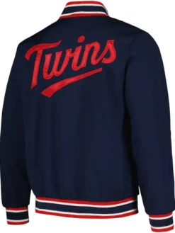 Minnesota Twins Starter Navy Wool Full Snap Jacket Back