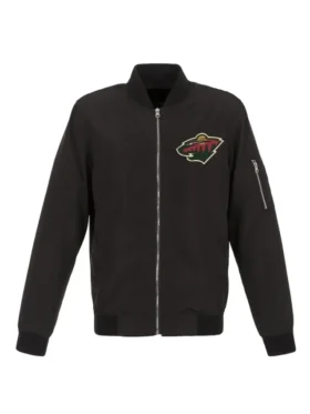 Minnesota Wild Black Vintage Bomber Jacket