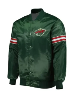 Minnesota Wild Green Satin Varsity Jacket