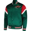 Minnesota Wild Satin Green Full Snap Varsity Jacket