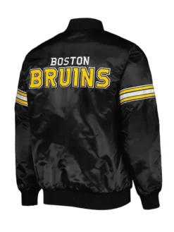 Missouri Boston Bruins Pick And Roll Black Satin Varsity Jacket Back