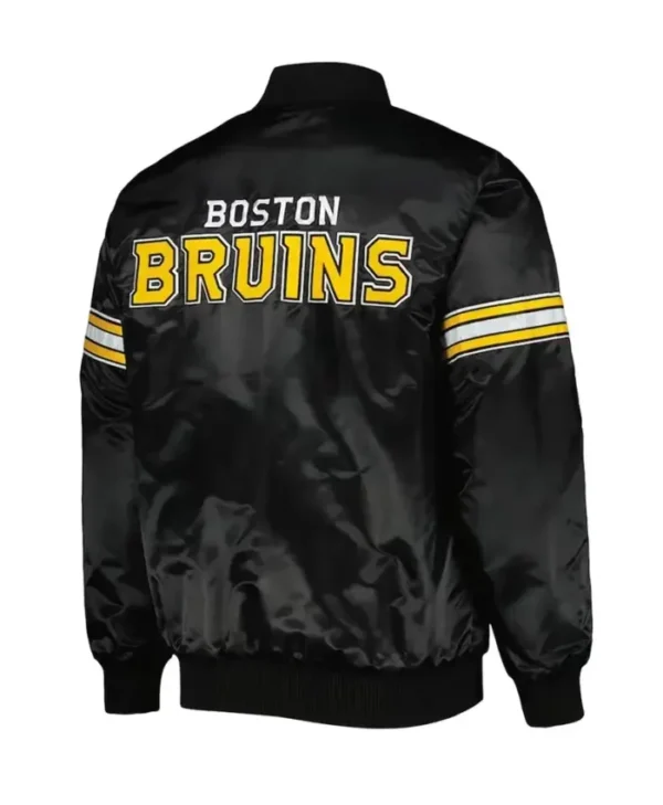 Missouri Boston Bruins Pick And Roll Black Satin Varsity Jacket Back