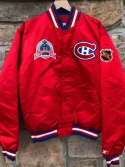Montreal Canadiens 1993 Stanley Cup Red Satin Varsity Jacket