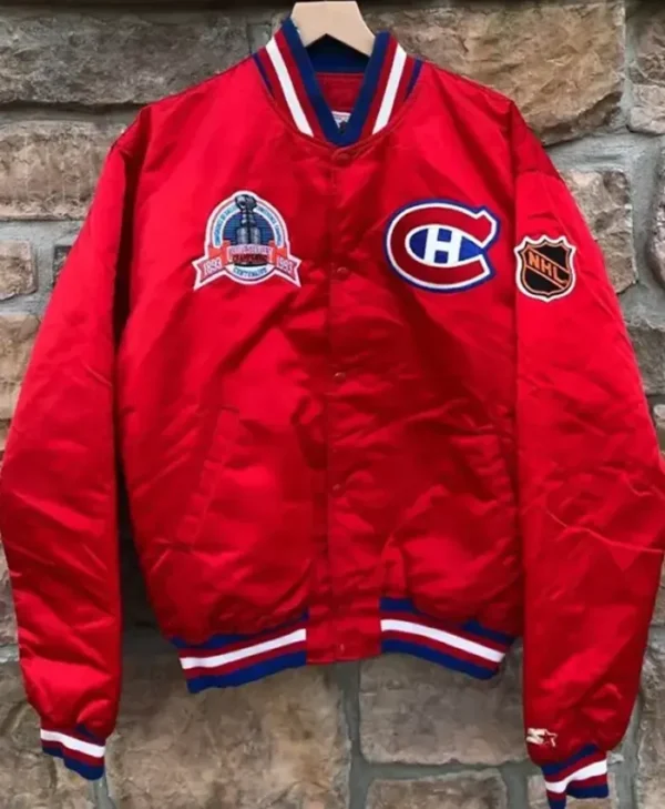 Montreal Canadiens 1993 Stanley Cup Red Satin Varsity Jacket