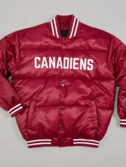 Montreal Canadiens Burgundy Bubble Satin Varsity Jacket