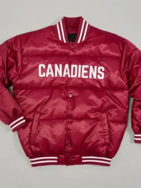 Montreal Canadiens Burgundy Bubble Satin Varsity Jacket