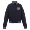 Montreal Canadiens Front Hit Poly Twill Navy Blue Varsity Jacket