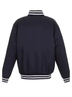Montreal Canadiens Front Hit Poly Twill Navy Blue Varsity Jacket Back