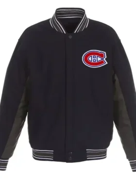 Montreal Canadiens Poly Twill Wool Accent Navy Blue Jacket