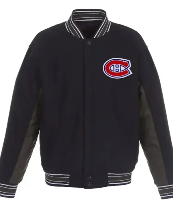Montreal Canadiens Poly Twill Wool Accent Navy Blue Jacket