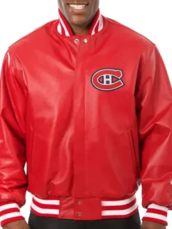 Montreal Canadiens Red Varsity Leather Letterman Jacket