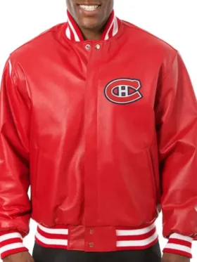 Montreal Canadiens Red Varsity Leather Letterman Jacket