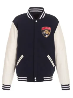 Morton Florida Panthers Navy And White Letterman Varsity Jacket