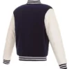Morton Florida Panthers Navy And White Letterman Varsity Jacket Back