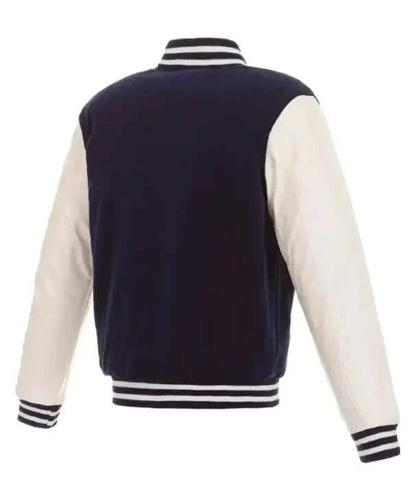 Morton Florida Panthers Navy And White Letterman Varsity Jacket Back