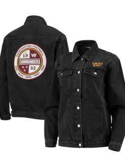 Myles Washington Commanders Black Denim Jacket